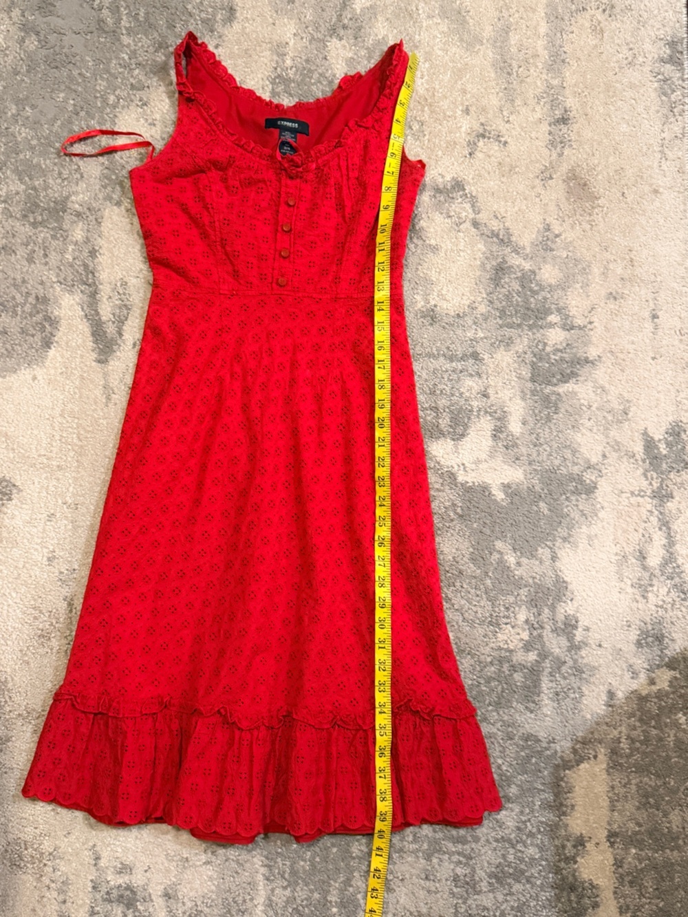 Express Red Lace-Pattern Midi Dress - Picture 6 of 6